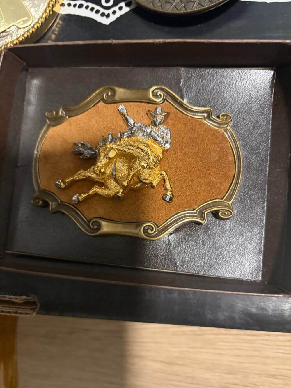 beautiful vintage Rain Tree 3d Bronc Rider Buckle